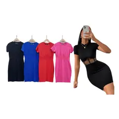 GARSIL - Elegante Vestido De Manga Cortas Para Mujer Con Transparencia