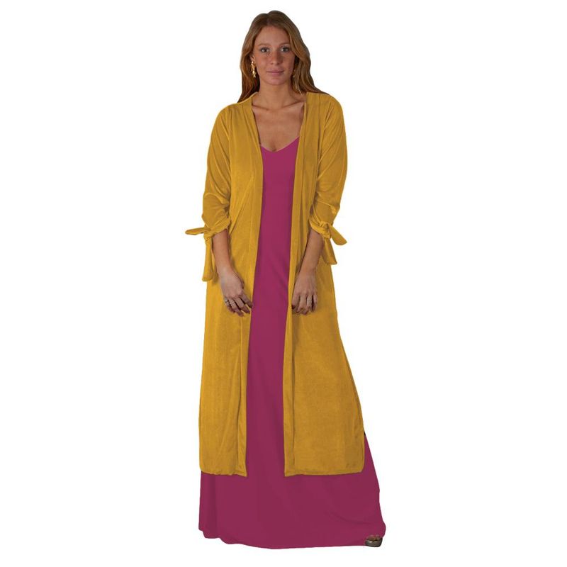 MARIA PASKARO - Tapado Kimono Largo Verona Mostaza Terciopelo Maria Paskaro MARIA PASKARO