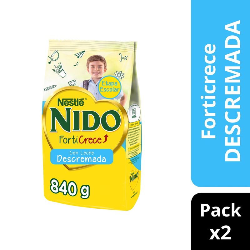 NIDO - Pack Leche en polvo NIDO Forticrece Descremada Bolsa 840g x2