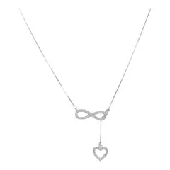 GENERICO - Collar infinito corazón circones de plata 925