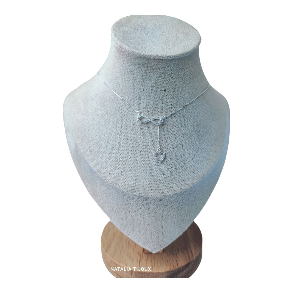 GENERICO - Collar infinito corazón circones de plata 925