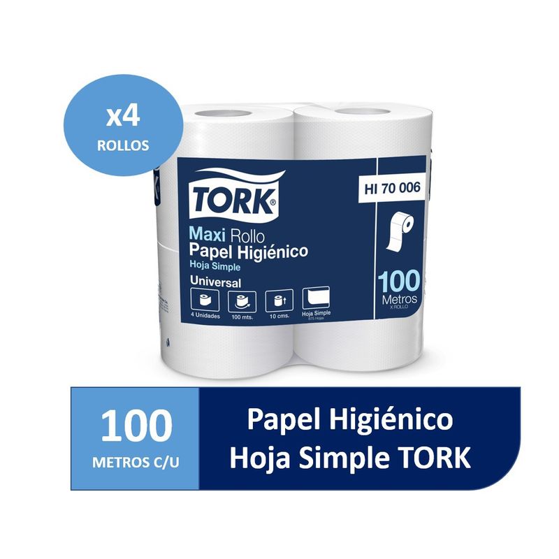 TORK - Papel Higiénico Tork Hoja Simple Universal 4rollos x 100mts