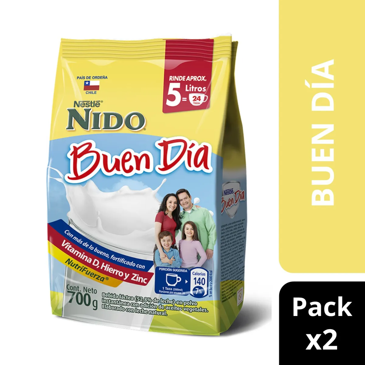 NIDO - Pack Leche En Polvo Nido® Buen Día Bolsa 700g X2