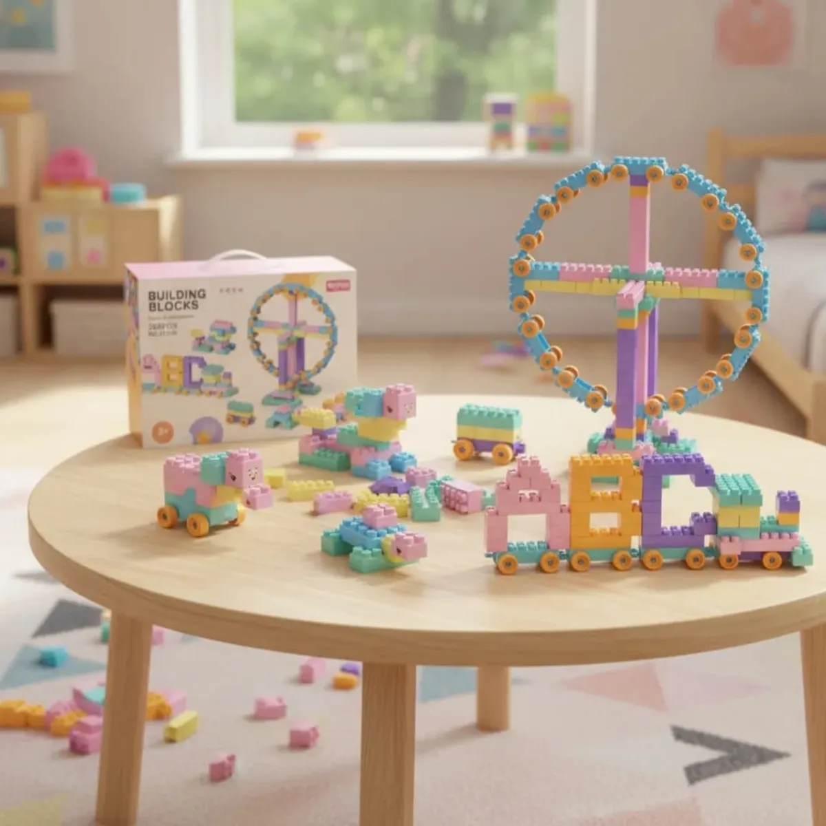 GENERICO - SET DE BLOQUES DE CONSTRUCCION DIDACTICOS 268 PIEZAS ROSADO