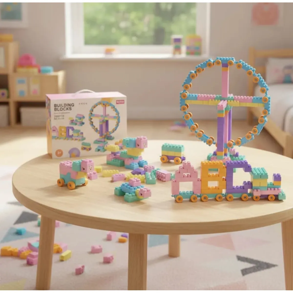 GENERICO - SET DE BLOQUES DE CONSTRUCCION DIDACTICOS 268 PIEZAS ROSADO