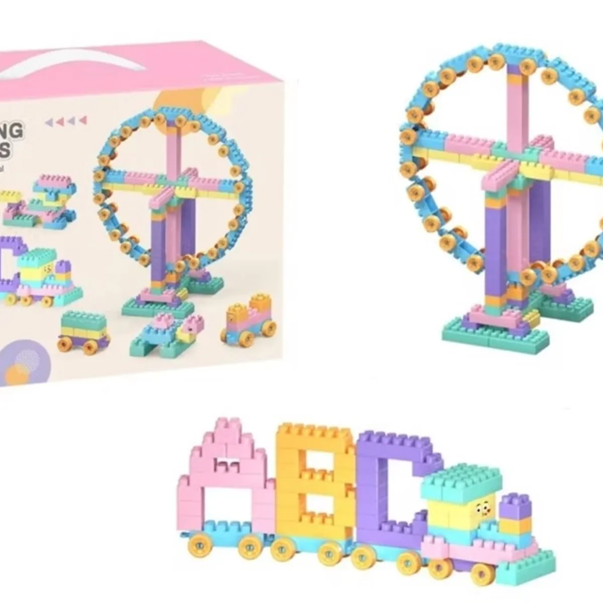 GENERICO - SET DE BLOQUES DE CONSTRUCCION DIDACTICOS 268 PIEZAS ROSADO