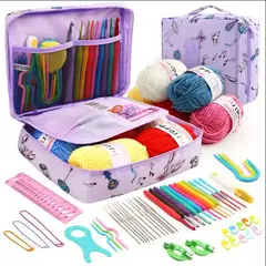 GENERICO - Set Crochet 58 Pcs Premium Con Lana Accesorios Violeta