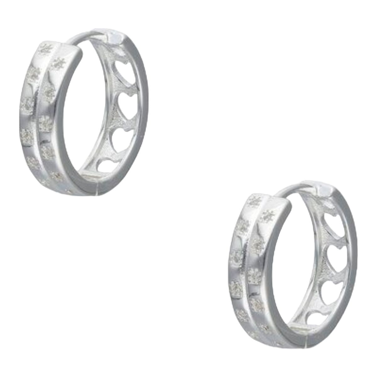 GENERICO - Aro argolla huggie corazones circones de plata 925