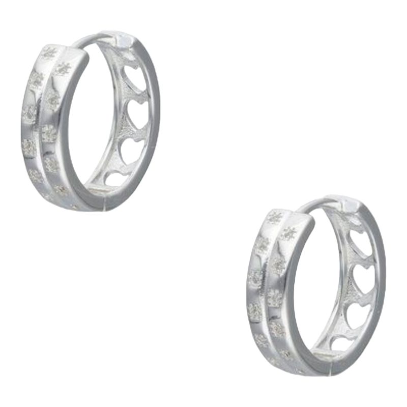 GENERICO - Aro argolla huggie corazones circones de plata 925