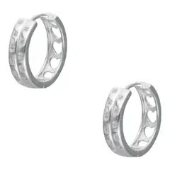 GENERICO - Aro argolla huggie corazones circones de plata 925