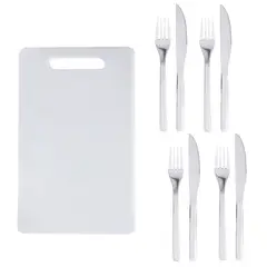 ARTHOME - Set Cubiertos 8 Piezas 4 Personas + Tabla Blanca CUC40