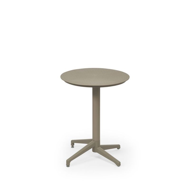 ROCA NEGRA - Mesa Moon Ø60cm plegable de polipropileno reforzado con fibra de vidrio Taupe