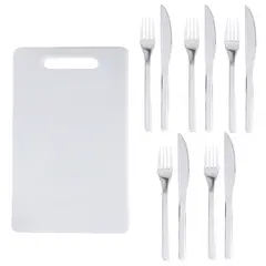 ARTHOME - Set Cubiertos 10 Piezas 5 Personas + Tabla Blanca CUC41