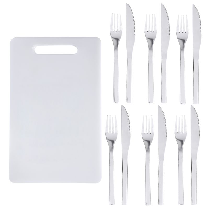 ARTHOME - Set Cubiertos 12 Piezas 6 Personas + Tabla Blanca Arthome CUC42