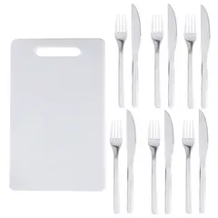 ARTHOME - Set Cubiertos 12 Piezas 6 Personas + Tabla Blanca CUC42