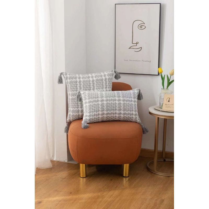 GENERICO - Funda Decorativa De Cojin Con Detalles Tejidos Croche Gris