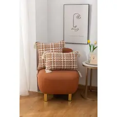 GENERICO - Funda Decorativa De Cojin Con Detalles Tejidos Croche Cafe