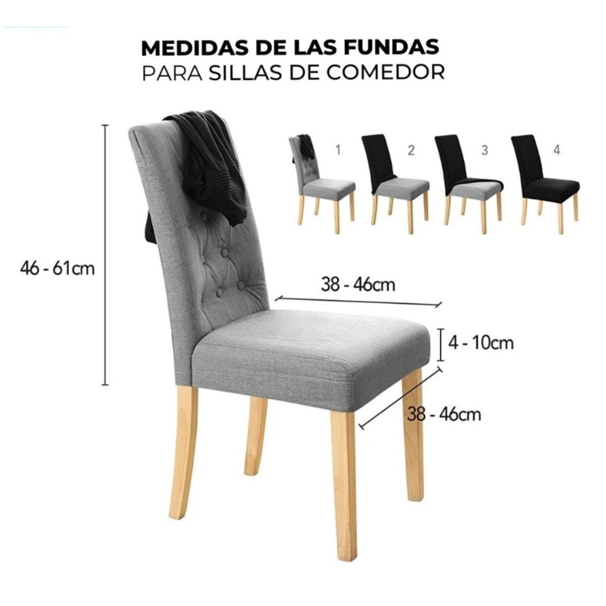 HOMER DESIGN - Fundas Gruesa Protectoras Cubre Sillas De Comedor Pack 6 unidades