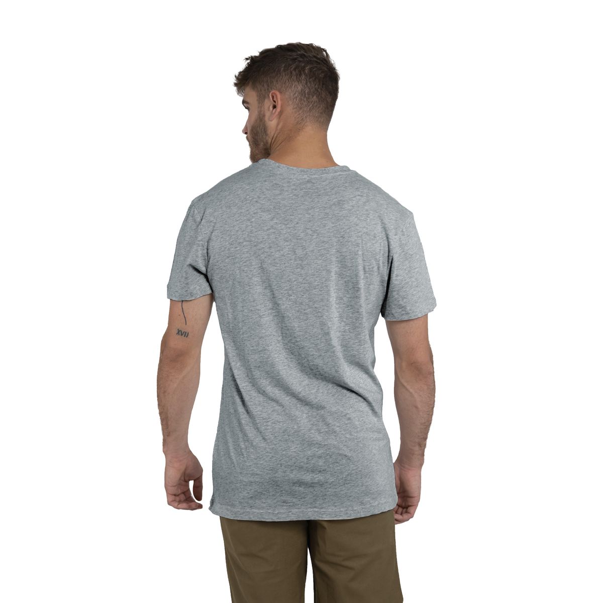 FALCONE - Polera Orgánica Classic Logo Gris Melange Hombre Falcone