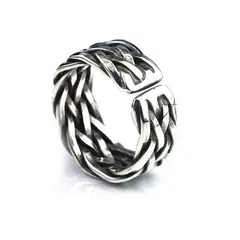 GENERICO - Anillo De Plata 925 Tejido Ajustable Hombre Trenzado