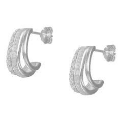 GENERICO - Semi argolla triple circones baguette de plata 925