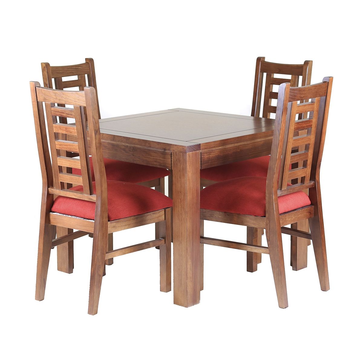 MUEBLES AMERICA - Comedor Nacional Rayenco 4 Sillas Color Nogal Tapiz Terracota