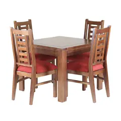 MUEBLES AMERICA - Comedor Nacional Rayenco 4 Sillas Color Nogal Tapiz Terracota