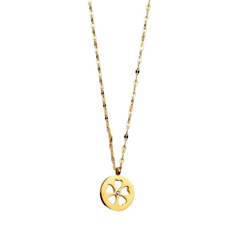 LUXURYJOYAS - Collar Medalla Flor Nacar Oro 18kt Mujer