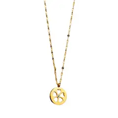 LUXURYJOYAS - Collar Medalla Flor Nacar Oro 18kt Mujer
