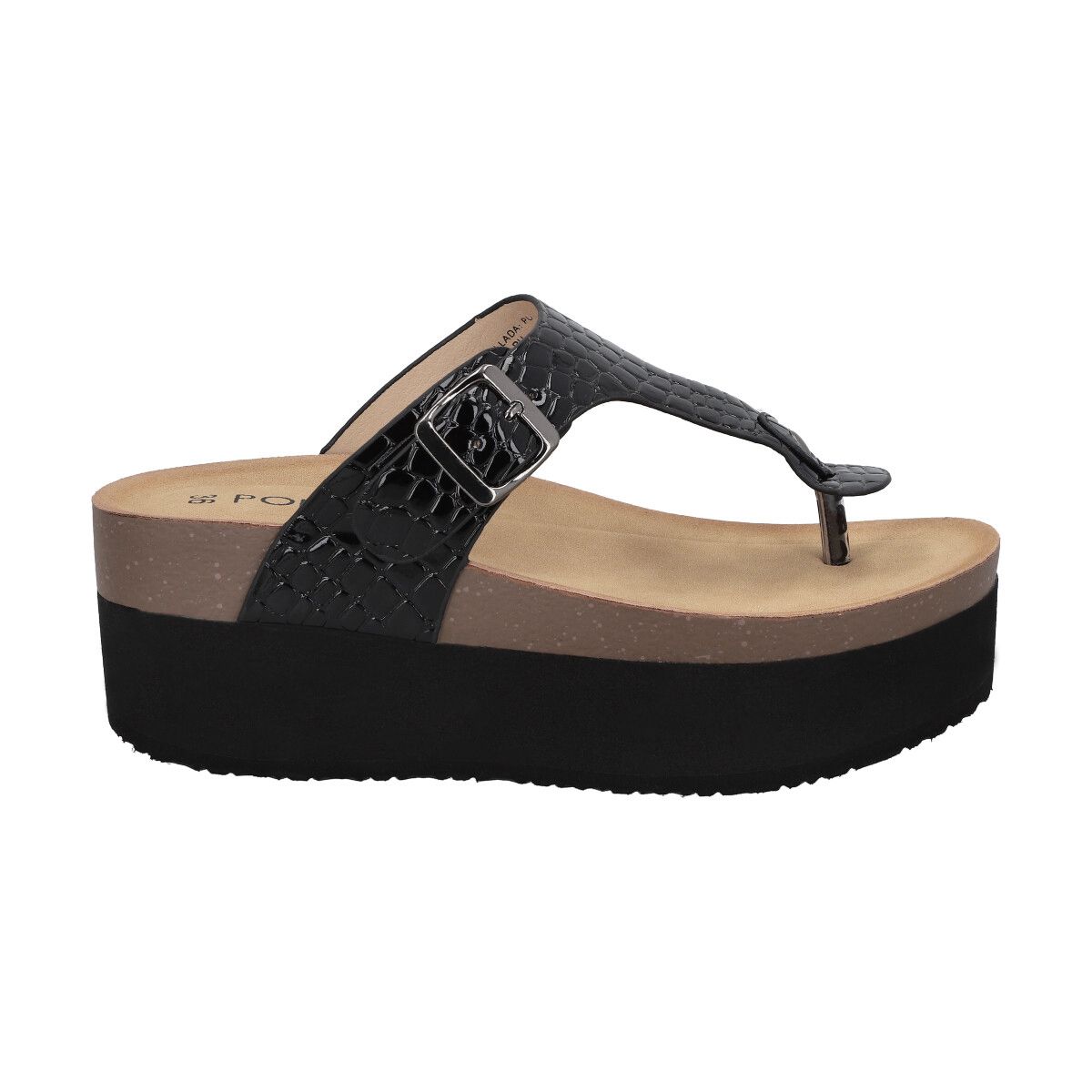 POLICE - Sandalia Mujer Negro Plataforma Blake Police