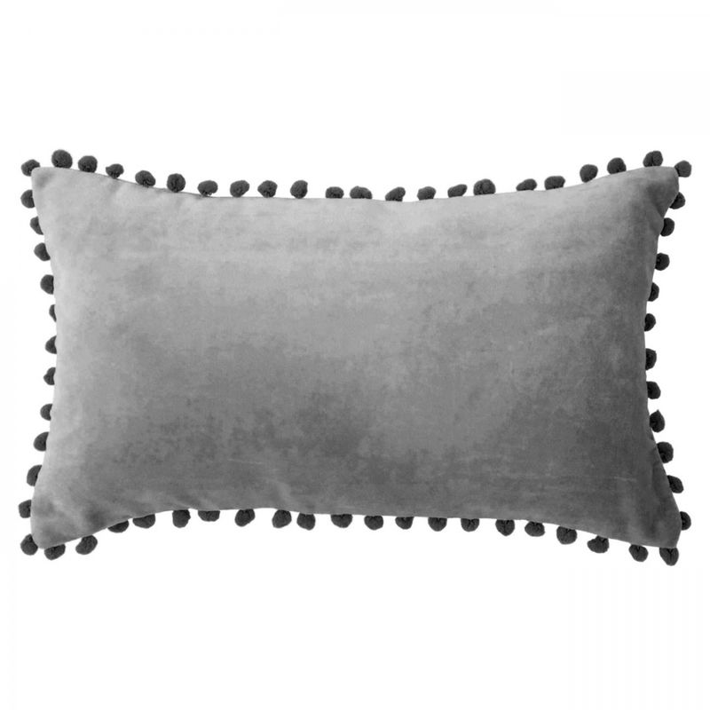 GENERICO - Funda + Relleno Rectangular Diseño pompon gris oscuro 50x30