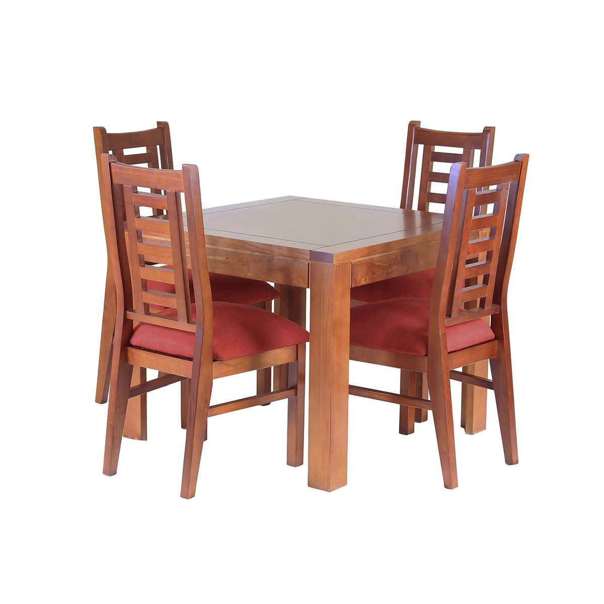 MUEBLES AMERICA - Comedor Nacional Rayenco 4 Sillas Color Raulí Tapiz Terracota