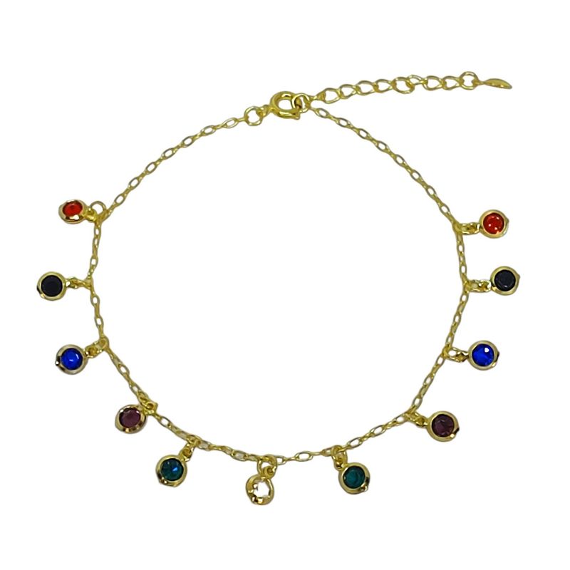 ANDREA COGGIOLA JOYAS - Tobillera Circones Colores Enchapado Oro 18K