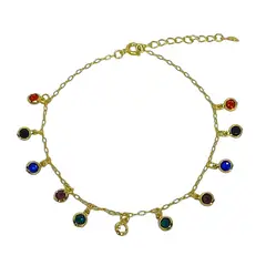 ANDREA COGGIOLA JOYAS - Tobillera Circones Colores Enchapado Oro 18K