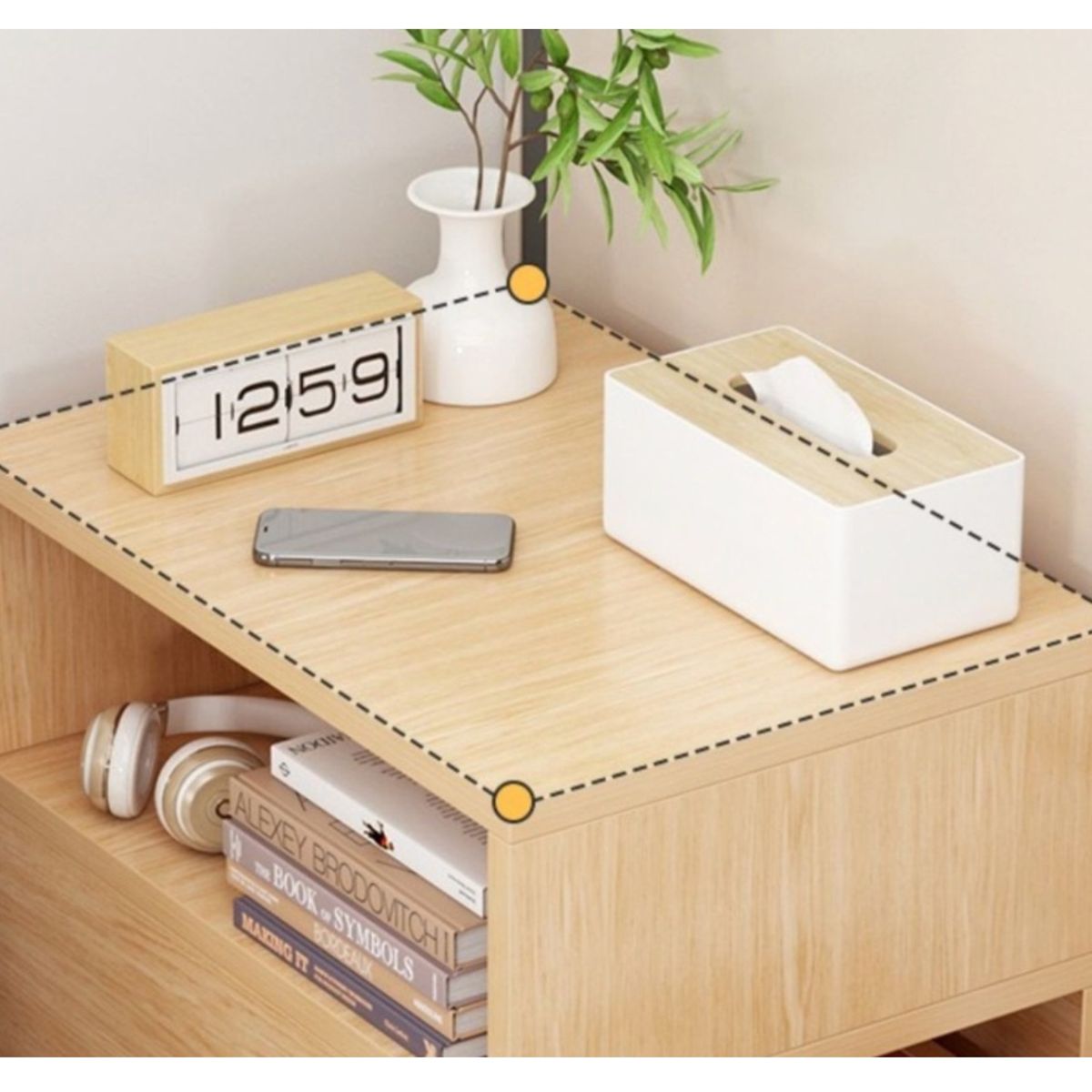 HOMER DESIGN - Velador Angosto Con Cajones Bicolor Homer Design 30x30x66cm