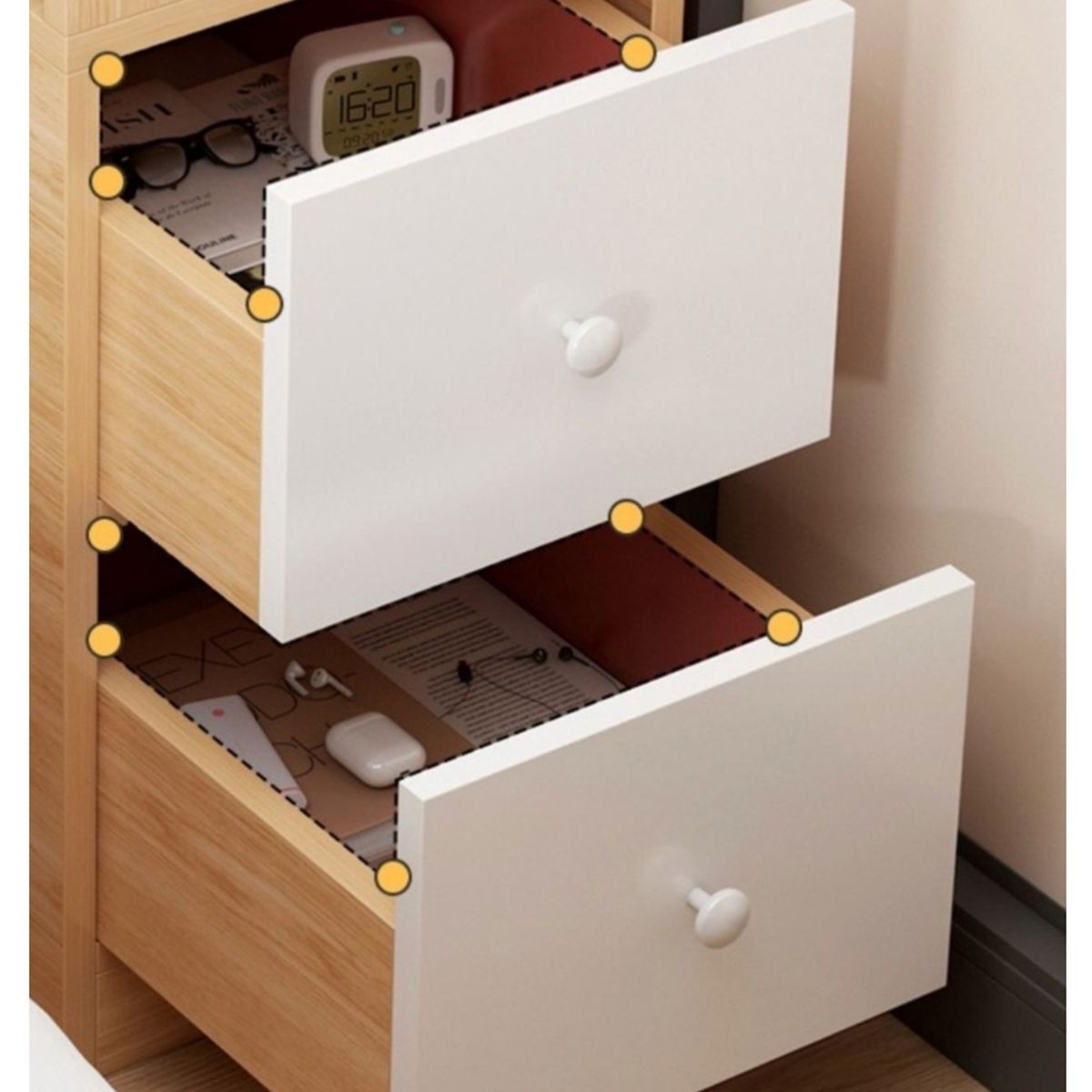 HOMER DESIGN - Velador Con Cajones Bicolor Homer Design 30x30x66cm