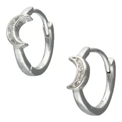GENERICO - Aros argolla huggie media luna circones de plata 925