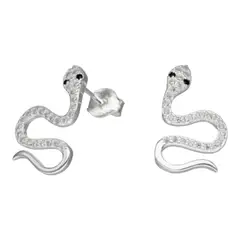 GENERICO - Aros serpiente circones onix de plata 925