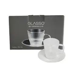 GLASSO - Set 4 Tazas Con Plato Espresso para Té o Café