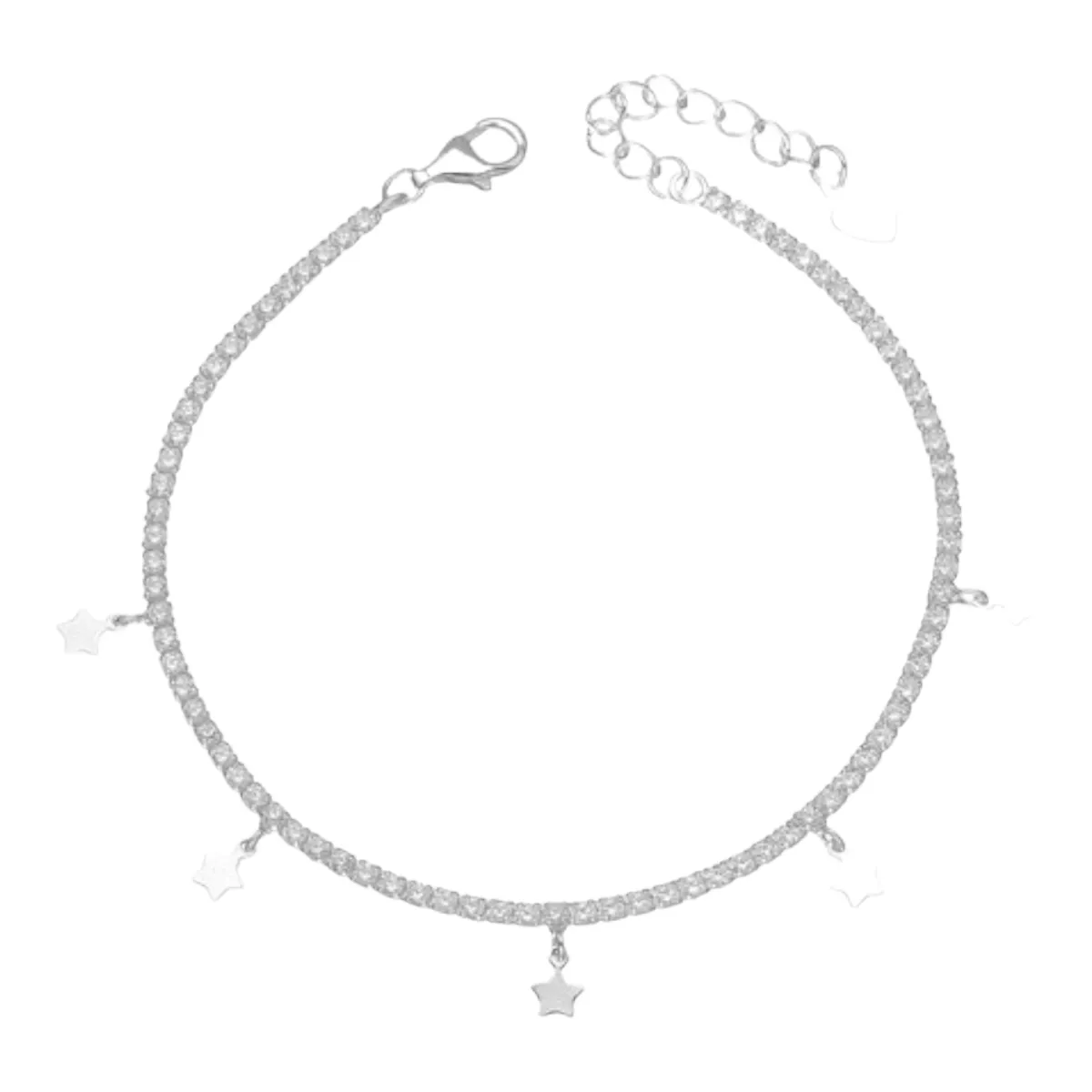 GENERICO - Pulsera estrellas circones tenis de plata 925