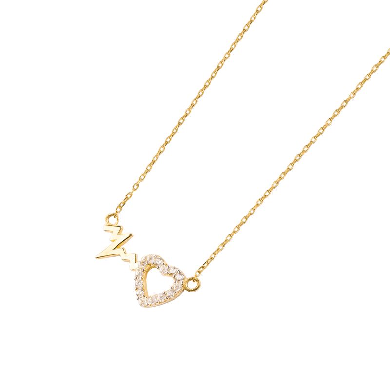 JB JOYAS BARON - Collar de Oro Amarillo 18kt Modelo Corazón+Electro