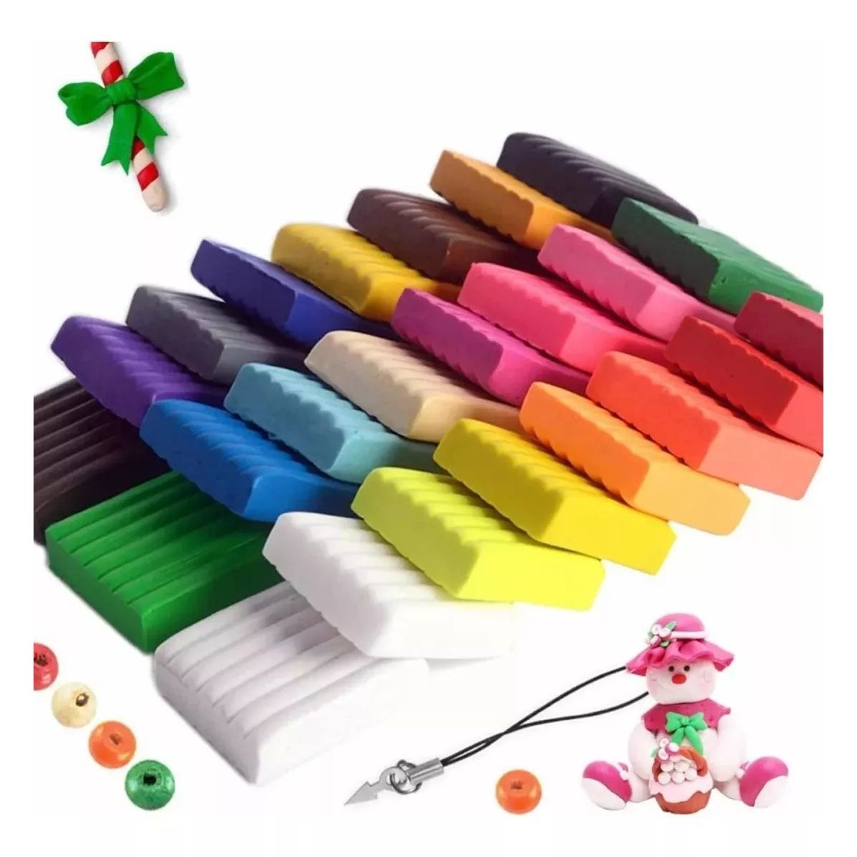 EDWINAYY - Kit De Inicio De Arcilla Polimérica No Tóxica De 24 Colores