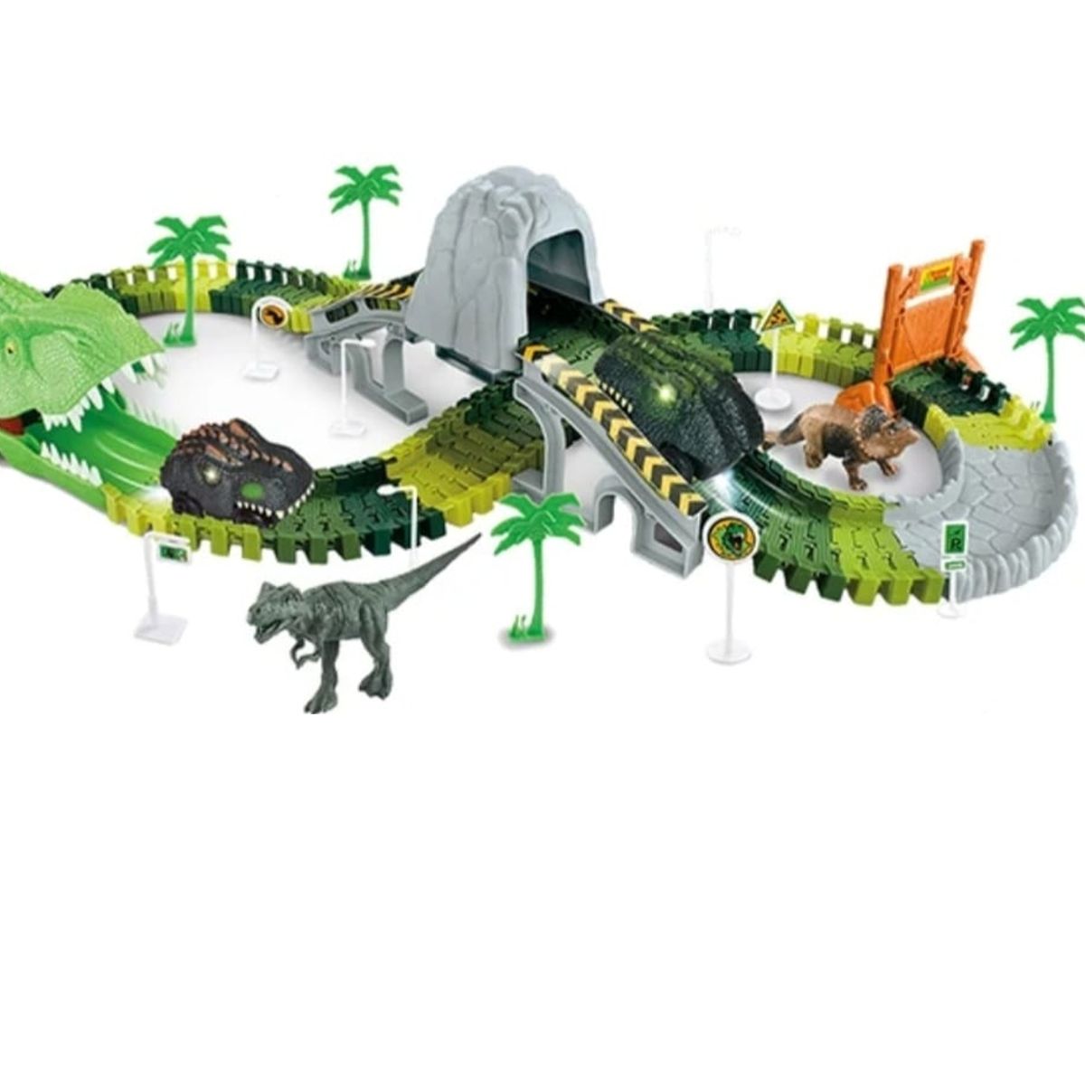 GENERICO - Pista de autos Dinosaurios Flexible con luz niños