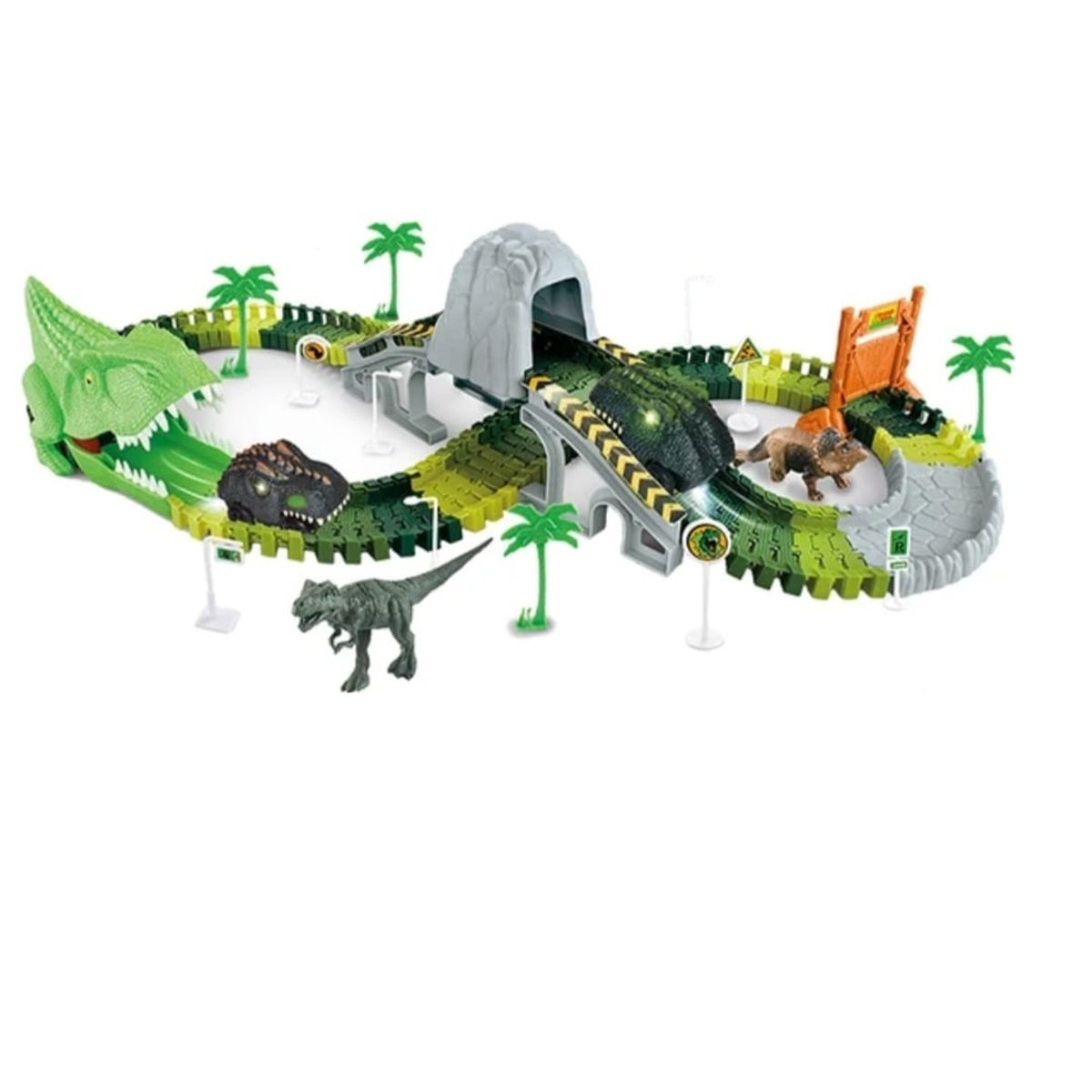 GENERICO - Pista de autos Dinosaurios Flexible con luz niños