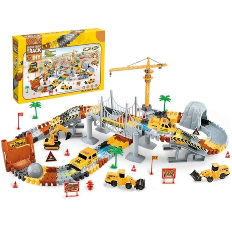 GENERICO - Pista de autos Construcción Flexible con luz niños