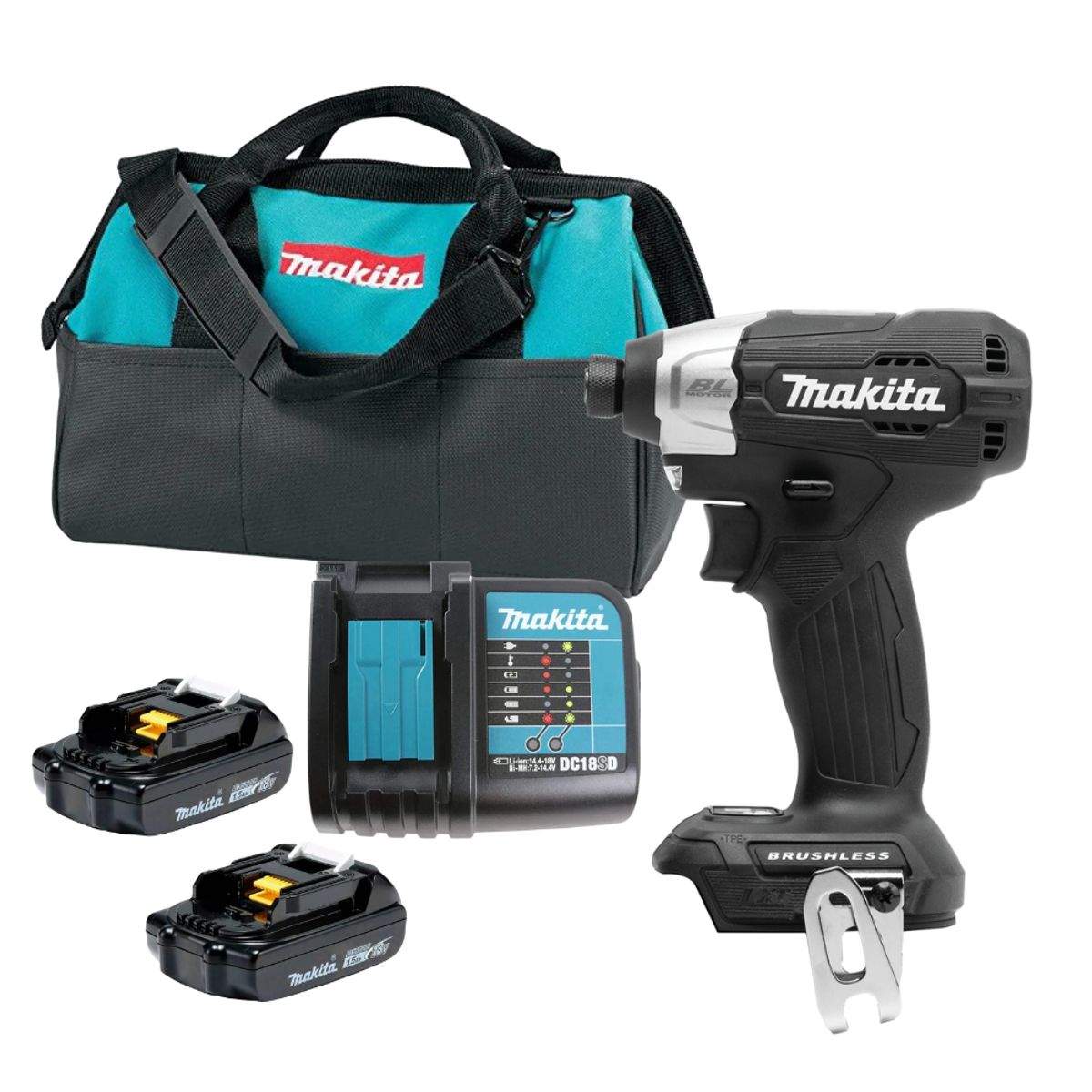 MAKITA - Atornillador Impacto BL 18v 140 Nm Makita Dtd157+ 2 Baterias