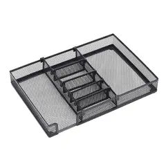 HALMAN - Caja de almacenaje negra de metal para hogar y oficina