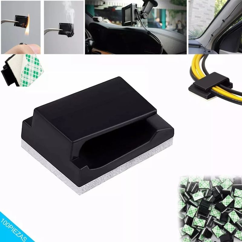 EDWINAYY - Clip Organizador De Cable 3m Adhesivo Antinudos 100 Piezas