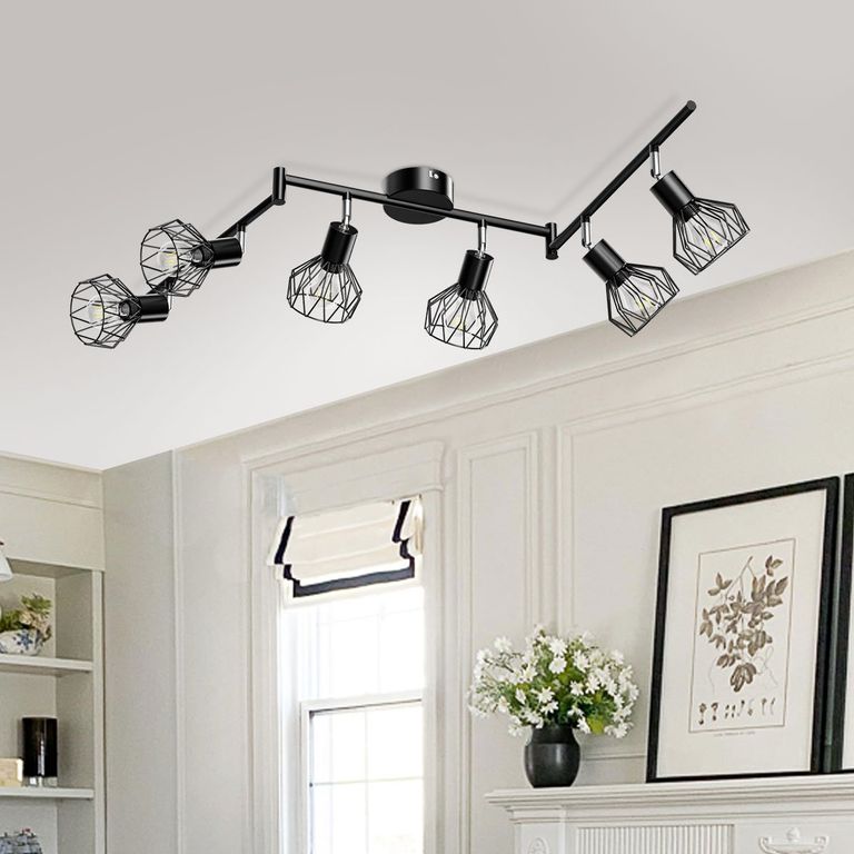 HALMAN - Colgante Metal Jaula Lámpara De Techo Moderna 6 Luz