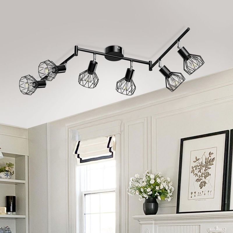 HALMAN - Colgante Metal Jaula Lámpara De Techo Moderna 6 Luz